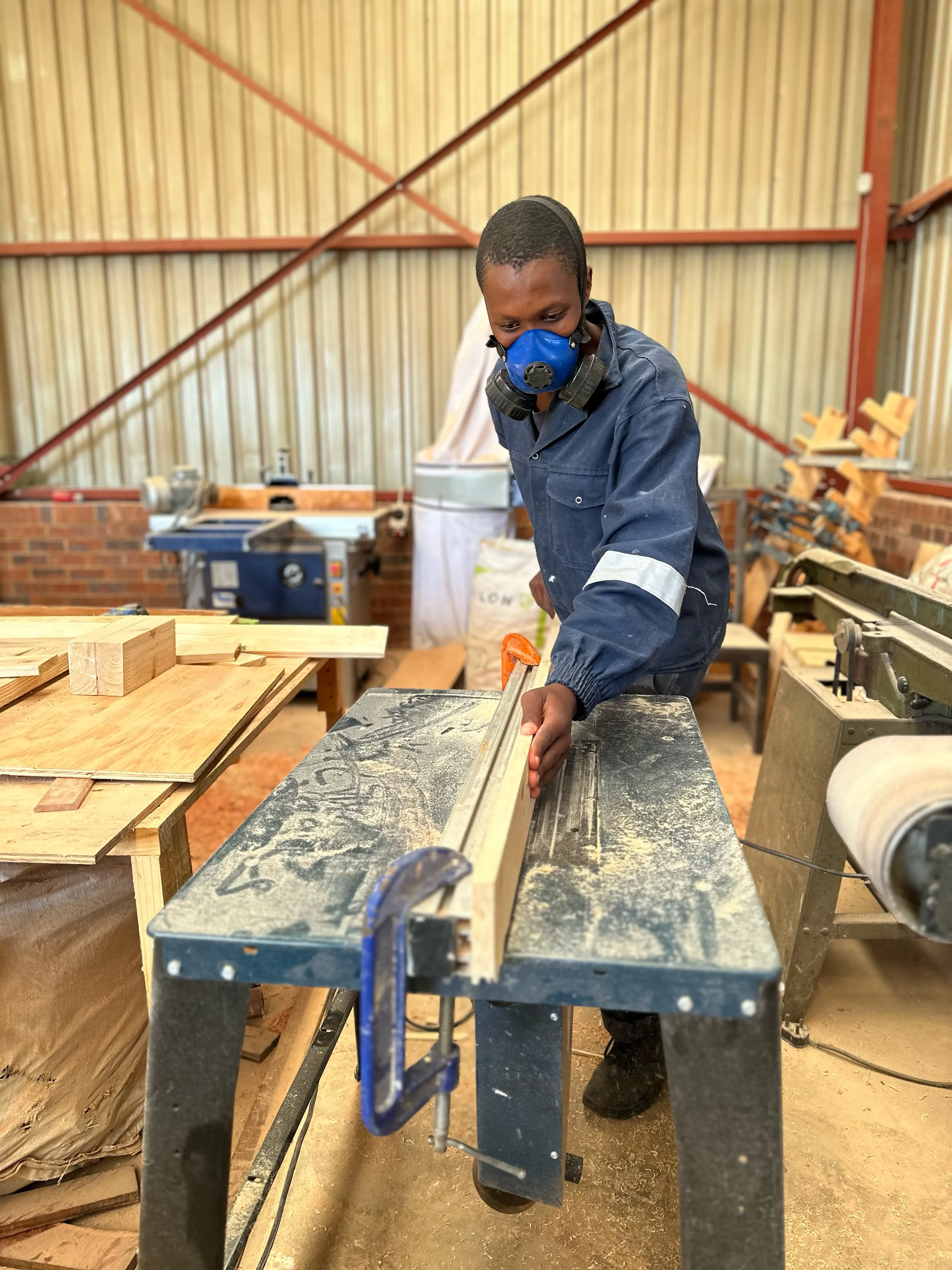 Carpentry in process inside the centre 